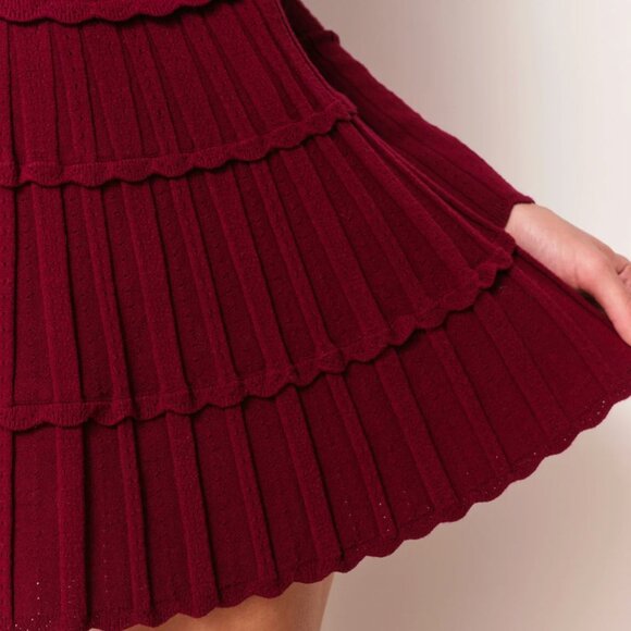 NWT LoveShackFancy Lavender Stretch Pointelle Mini Dress XS Spiced Berry Wine - Picture 4 of 9